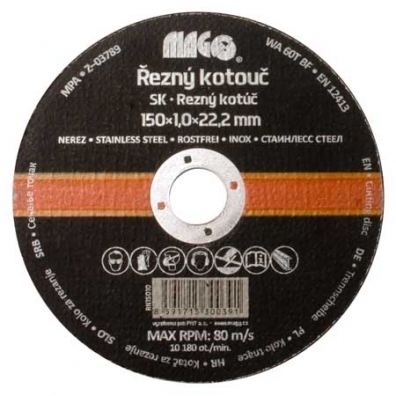 Rezný kotúč na nerez 150x1,0x22,2mm