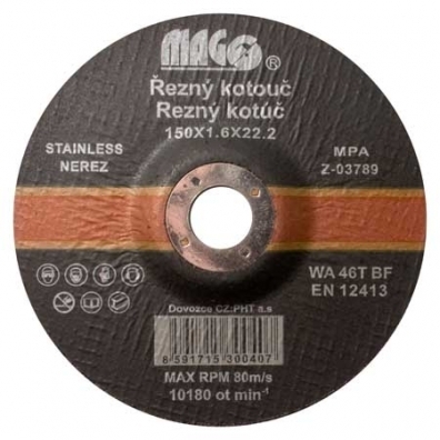 Rezný kotúč na nerez 150x1,6x22,2mm