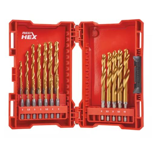 Milwaukee SHOCKWAVE ™ HSS-G TiN Red Hex set vrtákov - 19ks