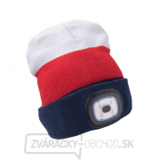 čiapka s čelovkou 4x45lm, USB nabíjanie, biela/červená/modrá, univerzálna veľkosť gallery main image