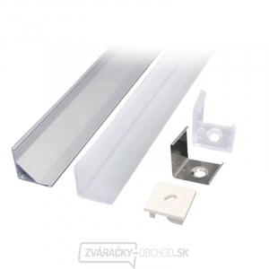 Solight hliníkový profil pre LED pásky, rohový, 16x16mm, mliečny difúzor, 1m gallery main image