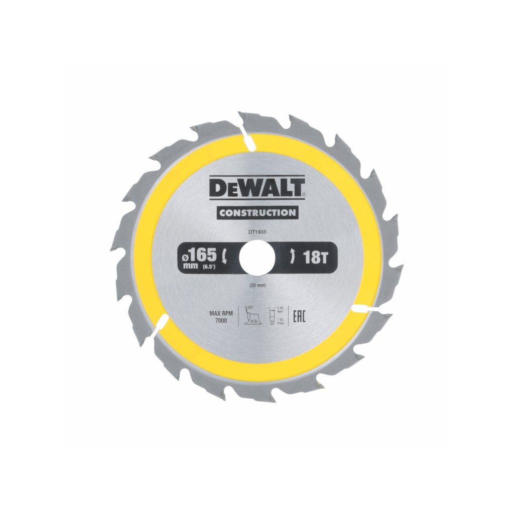 Dewalt Pílový Demolačné kotúč 165x20mm 18 zubov ATB 20° 2,4mm šírka rezu