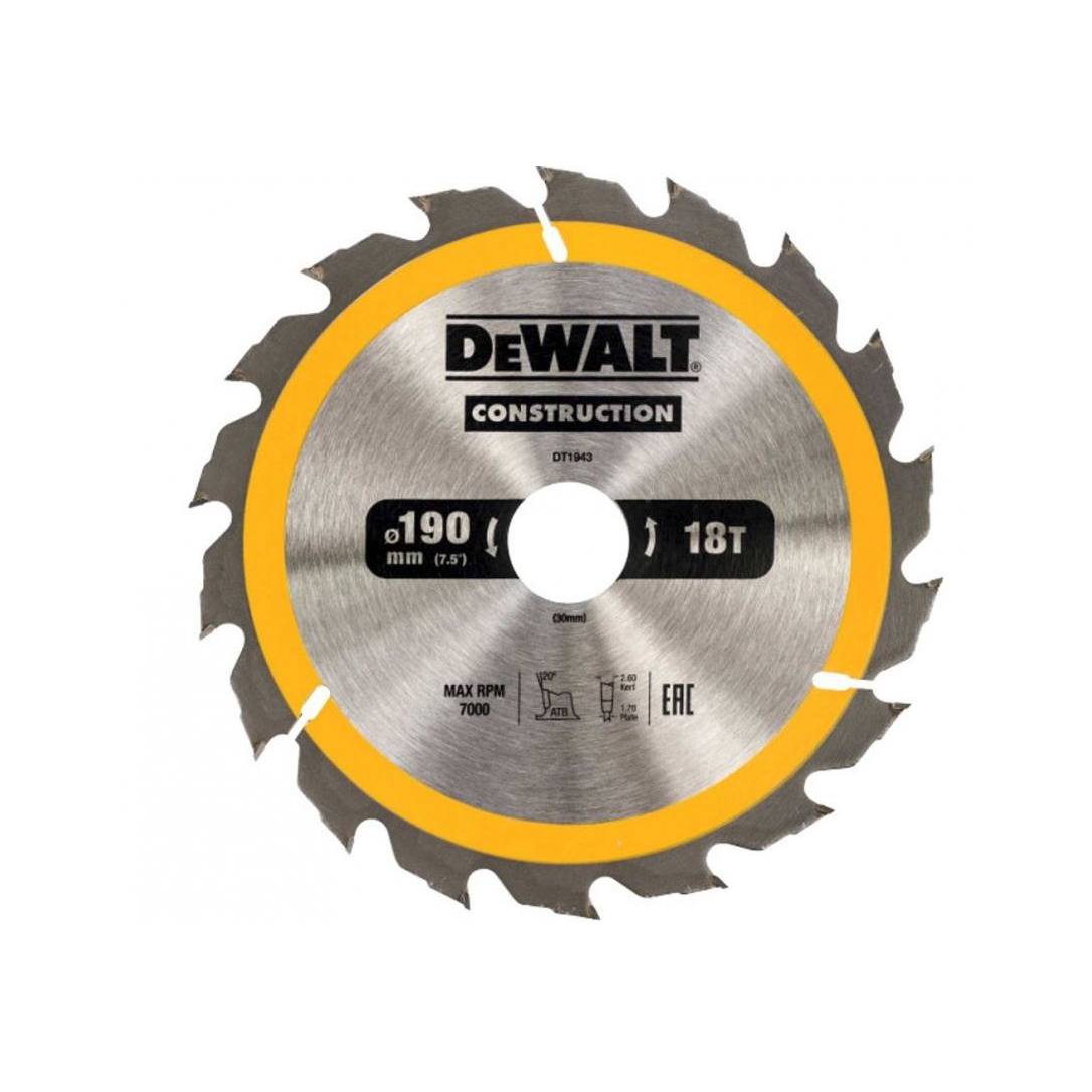 Dewalt pílový kotúč pre kot. píly 190x30mm 18 zubov ATB 20° rýchly pozdĺžny rez šírka 1.7mm