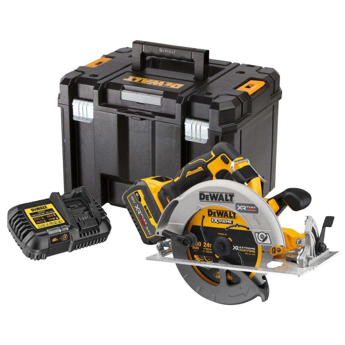 Aku bezuhlíková kotúčová píla DeWALT DCS573T1 POWERSTACK 18V