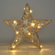 Solight vianočná hviezda glitter, zlatá, kovová, 14x LED, 2x AA Náhľad