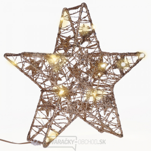 Solight vianočná hviezda glitter, zlatá, kovová, 14x LED, 2x AA gallery main image