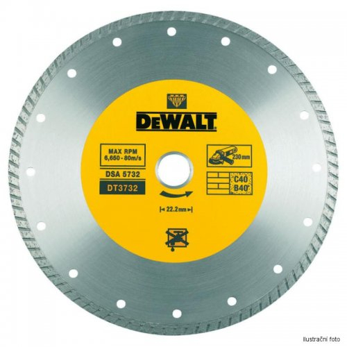 Turbo profi kotúč zo spekaného karbidu na rezanie za sucha 180x22,2 mm DeWALT DT3722