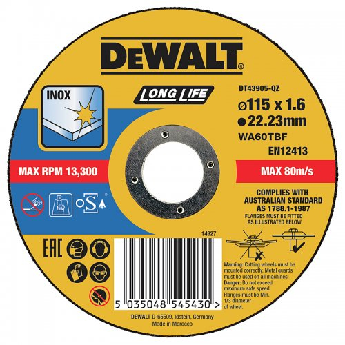 Rezný kotúč 115 x 1,6 mm, typ 1 DeWALT DT43905