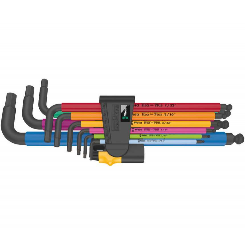 Wera 022640 Nástrčné kľúče 950/9 Hex-Plus Multicolour Imperial 2, palec, BlackLaser (sada 9 ks)