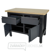Pracovný dielenský stôl Matabro MB-TSK5422-L | 2 zásuvky | 2 skrinky | 1200 x 600 x 860 - 900 mm Náhľad