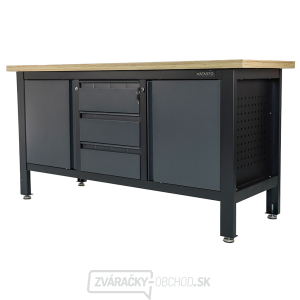 Pracovný dielenský stôl Matabro MB-TSK7523-L | 3 zásuvky | 2 skrinky | 1690 x 600 x 860 - 900 mm gallery main image