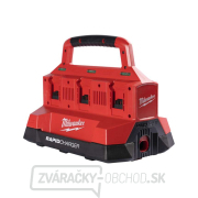 Akumulátorová nabíjačka Milwaukee M18 PC6, rýchlonabíjačka, 6x slot M18, port USB, PACKOUT, 4932480162 gallery main image