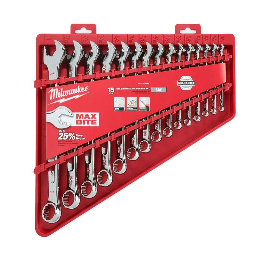 1/4 ÷ 3/4" MAX BITE™ Milwaukee 4932464996 palcové kľúče. Sada 15 kusov v zakladači