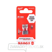 Skrutkovací bit 1/4 Milwaukee Shockwave Flat 0,8x5,5 x 25 mm - 2 ks Náhľad