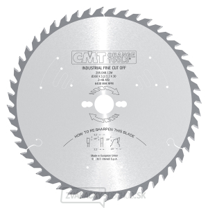 CMT Industrial Pílový kotúč pre pozdĺžne a priečne rezy - D254x2,4 d30 Z48 HW -5°Neg gallery main image