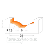 CMT C970 Predná fréza na výplne dverí - D25 d2=6 I6 R12 S=8 Náhľad