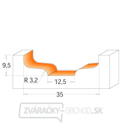 CMT C970 Predná fréza na výplne dverí - D35 d2=12,5 I9,5 R3,2 S=12 Náhľad