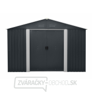 Riwall PRO RMSA 12x10 antracit Záhradný domček kovový 3 x 3,7 m so sedlovou strechou antracit Náhľad