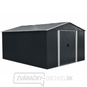 Riwall PRO RMSA 12x10 antracit Záhradný domček kovový 3 x 3,7 m so sedlovou strechou antracit Náhľad