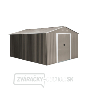 Riwall PRO RMSA 12x10 Brown Záhradný domček kovový 3 x 3,7 m so sedlovou strechou hnedý Náhľad